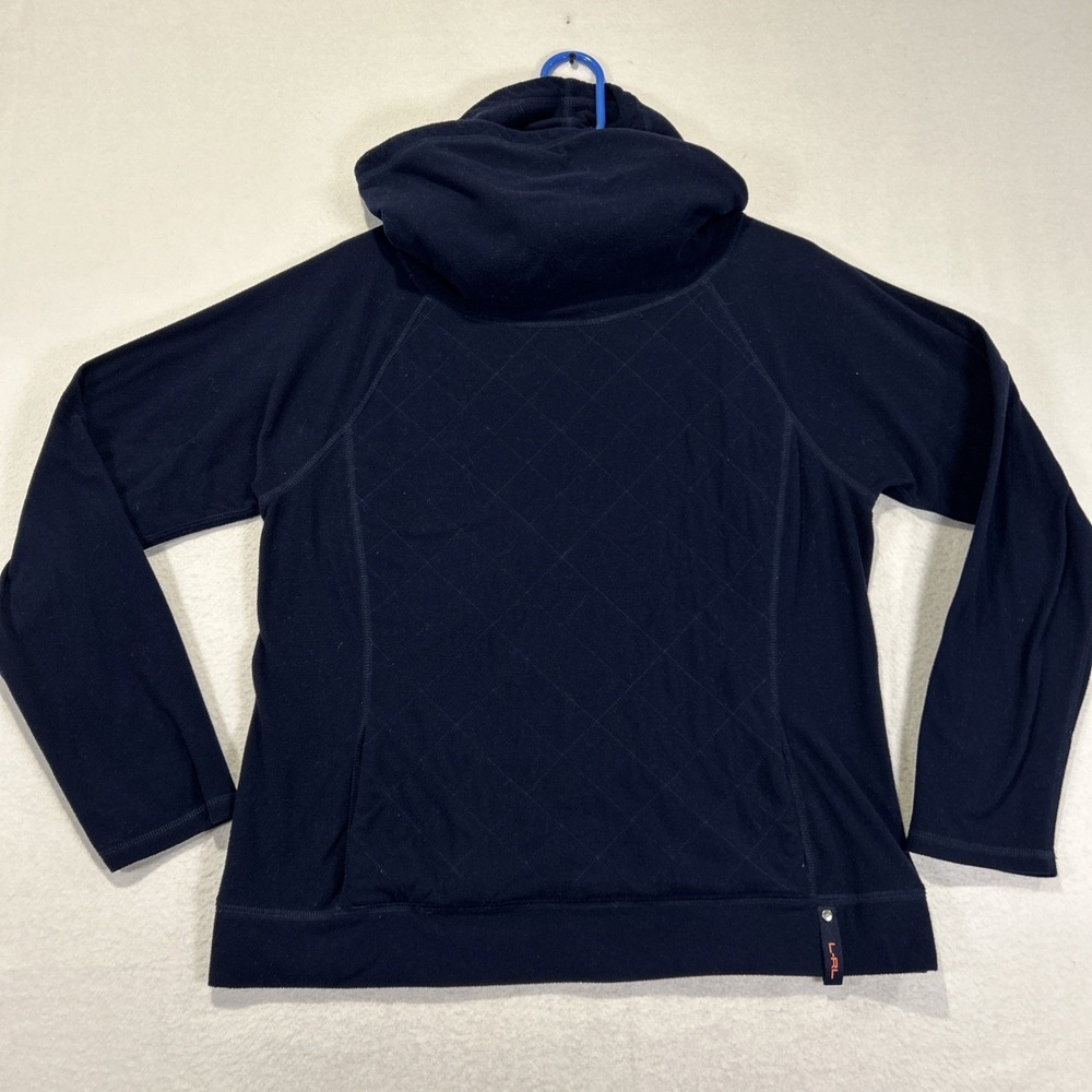 Ralph Lauren Active Sweatshirt Womens Large Blue Hooded Quilted Long Sleeve